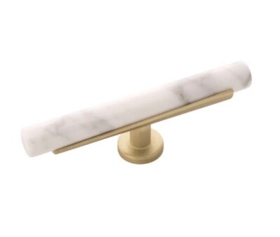 Belwith Keeler Firenze 5'' Modern Marble and Metal Cabinet T Bar Knob/Drawer