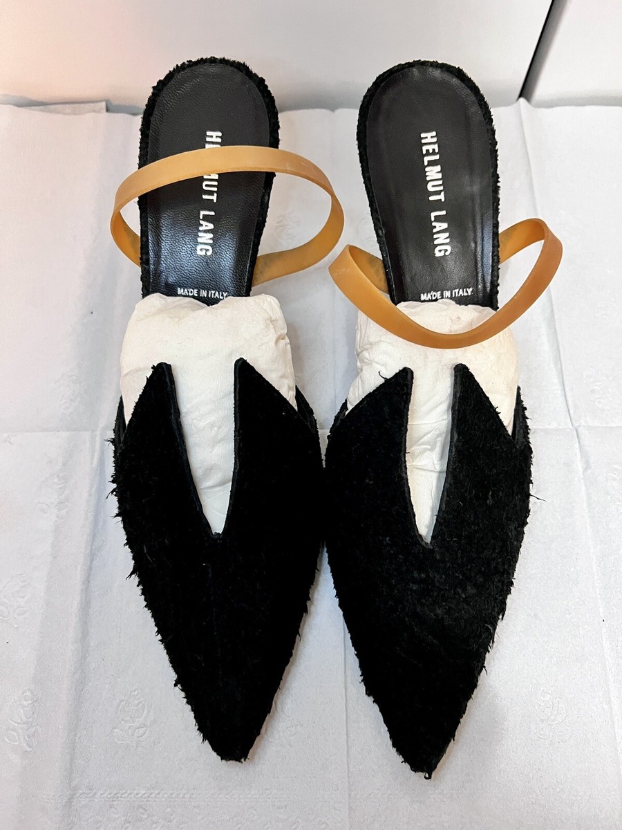 HELMUT LANG~ RARE (FW 2002)~Textured Black Suede Sling Back