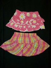 2 - Infant Girls 6 M Tiered Skirts Pink Plaid Pink Flowers