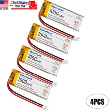 MakerHawk 4Pcs 3.7V 1000mAh LiPo Battery Rechargeable 1S 3C for Electronic Devic