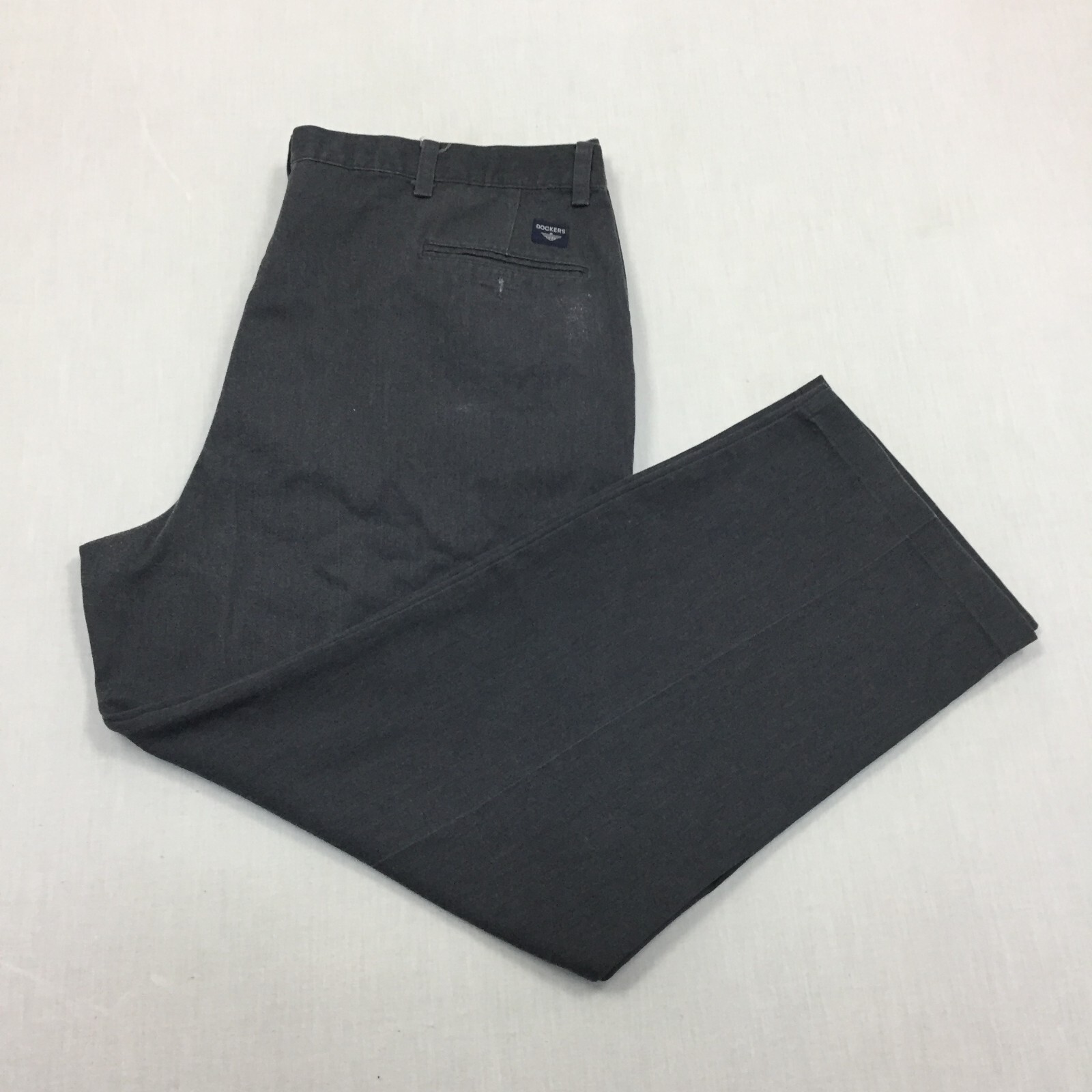 Dockers Chino Trousers Polyester Pants Straight Fit Mens Size 42W 30L Grey