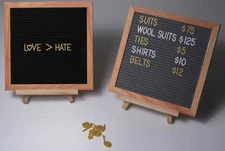 Wooden Felt Letter Board 10" x 10"  With 340 Letters, Numbers, Symbols