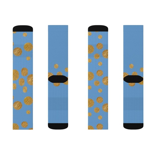 Gold and Light Blue Splash Socks - Picture 3 of 13