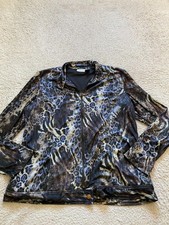 Chico's Women Leopard Print Glitter Long Sleeve Full Zip Jacket Size 2 US 12 