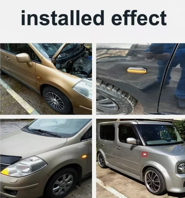 2X Luz de señal de giro marcador lateral dinámico para Nissan Qashqai J10 350Z Navara D40 Foto 4 de 4