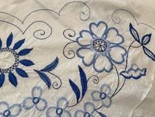 Vintage ~Floral Hand Embroidery ~ Tablecloth ...
