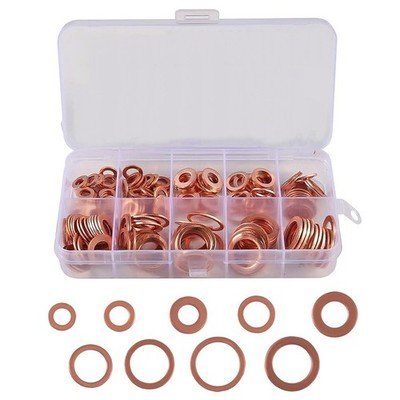 100 tlg Kupfer Unterlegscheiben Dichtungs Sortiment Set f��r Sumpf und Elektroge