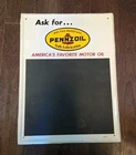 Vintage 1966 Pennzoil America's Favorite Motor Oil Gas Station Metal Sign