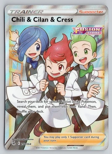 CHILI & CILAN & CRESS 258/264 ULTRA RARE FUSION STRIKE POKEMON NM
