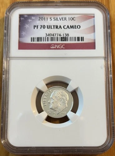 2011-S 10c SILVER NGC PF70UCAM PROOF ROOSEVELT DIME ULTRA CAMEO PR 70