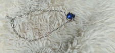 925 Sterling Silver Blue Saphire Station Bracelet