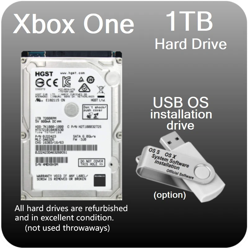 Xbox One X, S, & Original 1540 1TB Internal Hard Drive with OS