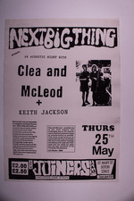 Clea And Mcleod Poster Keith Jackson Original Joiners Arms 25th May Circa 1990s