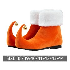 Christmas Elf Jingle Bell Cosplay Shoes for Festivities Decor Versatile Orange