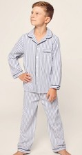 Petite Plume Kid's Twill Pajama Set in Navy French Ticking NWT MSRP $58 Sz 12