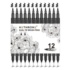 Hethrone Black Markers for Drawing - Brush Pens with Felt Tips for Artists -