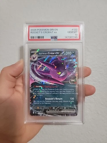 💎PSA 10 GEM MINT 2025 Pokemon Destined Rivals TEAM ROCKET'S CROBAT EX #122