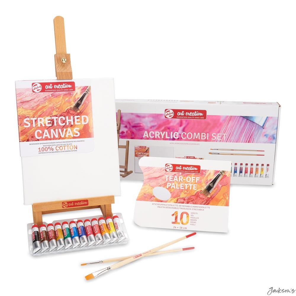 Royal Talens Art Creation Acrylic Paint Set 12ml Canvas Easel Brushes Palette
