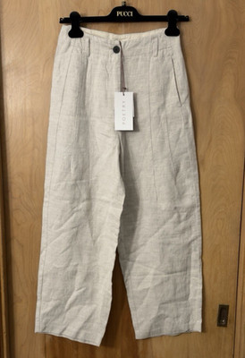 Poetry Women's Wool Linen Blend Barrell Leg Pants Ecru Gray US Size 4 NWT