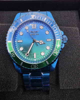 Invicta Pro Diver Men's Watch 43mm Stainless Steel Blue+Green Dial Pc21 Quartz