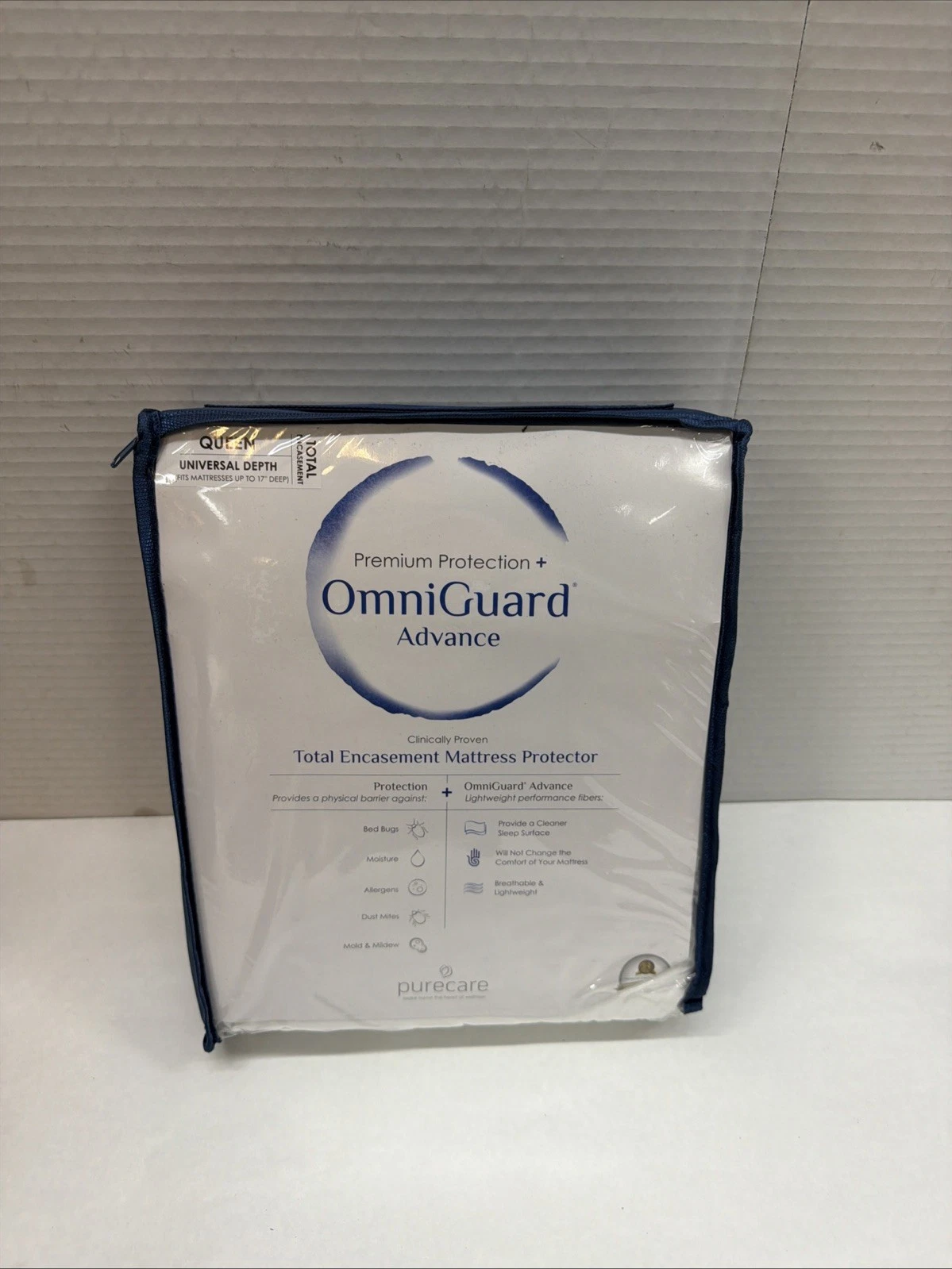 New Purecare Total Encasement White Mattress Protector Queen
