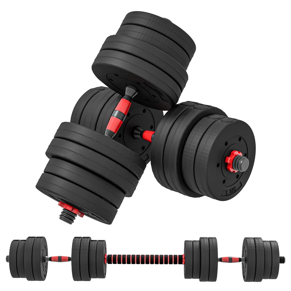 HOMCOM 30kg Adjustable 2 IN 1 Barbell Dumbbells Weight Set for Body Fitness, photo 1 of 5