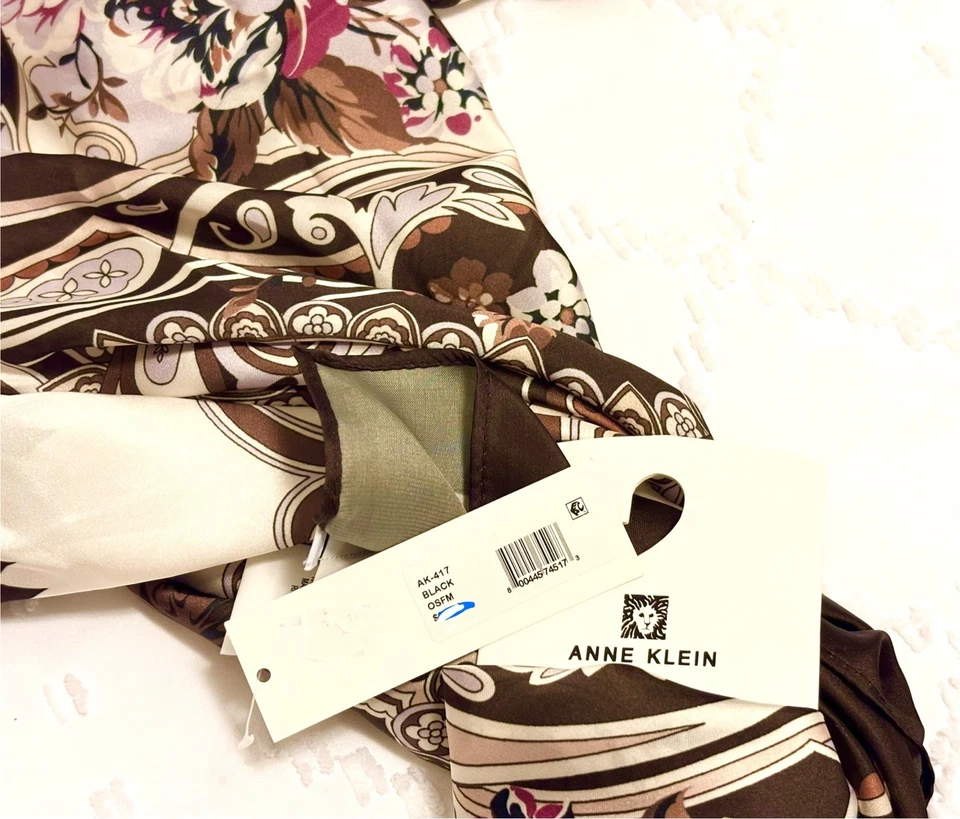 Anne Klein Head Square Scarf Kerchief Floral Paisley Elegant New Other, With Tag - Image 4 of 4