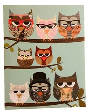 Whimsical Owl Family Canvas Wall Art Cute Modern Decor