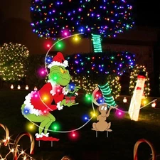 Christmas Fence Decorations Outdoor - 2Pcs Light up Christmas Yard DecorationsUS