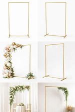 6.5FT Balloon Arch Stand Gold Square Metal Backdrop for Wedding, Party Decor