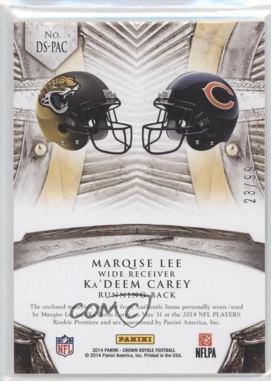 2014 Crown Royale Dual Rookie Silhouettes /99 Ka'Deem Carey Marqise Lee RC - Image 2 of 2