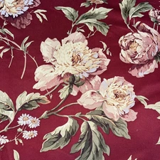 4 Waverly Curtain Panels 49x87 Rod Pocket Lined Weighted Cotton Floral Red