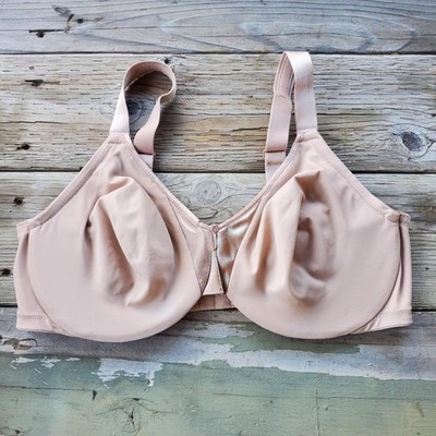 Olga 5006 35002 44D Signature Support Satin Full-Figure Beige Underwire Bra