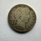 1907 S  Barber Liberty Head US Quarter Silver