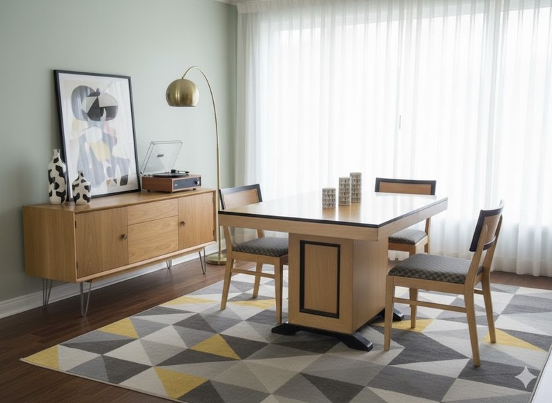 Thomasville 1960s Mid Century Danish Design Dining Room Set of 6