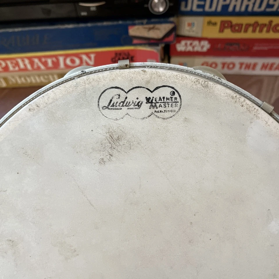 "Pandereta Ludwig Weather Master de colección 10"" marco de madera jingles de metal EE. UU. Foto 2 de 4
