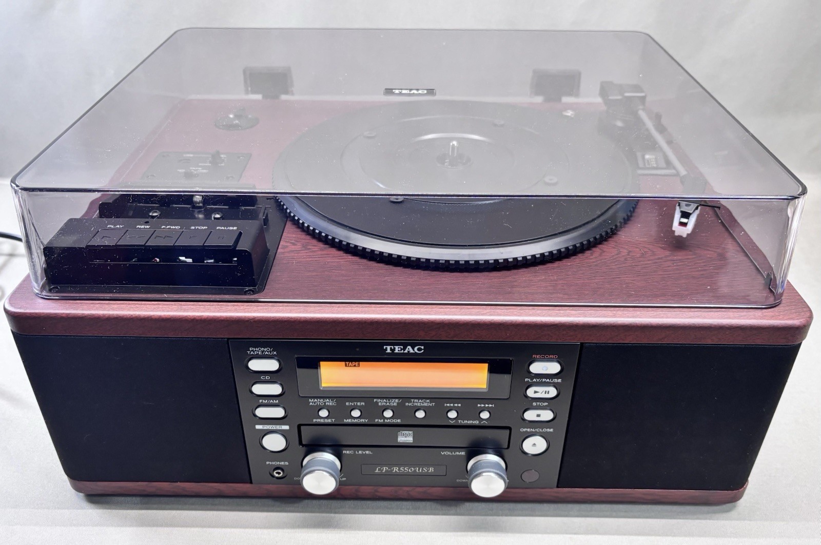 TEAC LP-R550USB Turntable CD Cassette Recorder USB Open Box Tested Works
