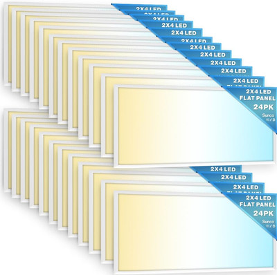 Sunco 24 Pack 2X4 LED Flat Panel Lights, 5500 Lumens, Dimmable, ETL Dustproof