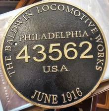 43562 VINTAGE BALDWIN LOCOMOTIVE SIGN CAST IRON 1916 TRAIN PLAQUE PHILADELPHIA 