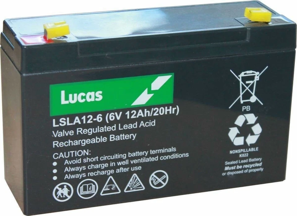 Lucas 6V 12AH Rechargeable Battery Toy Car Electric Bike Feber Peg Perego