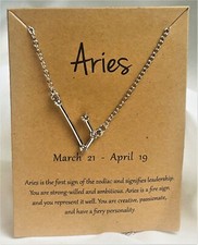 20' Silver Astrology Constellation Horoscope Necklace with CZ Stones - Aries
