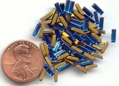 144 VINTAGE FRENCH SAPPHIRE GLASS 6x2mm. BAGUETTE RECTANGLE GEM JEWELS 942A