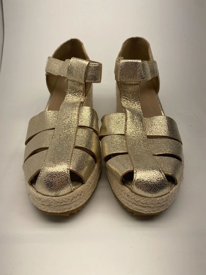 Босоножки Eileen Fisher женские Tilly золотистые рыбак эспадрилья на танкетке с ремешком размер 10 - Изображение 2 из 4