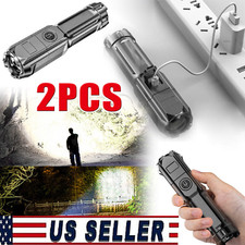 Rechargeable 990000LM LED Flashlight Tactical Police Super Bright Torch Zoomable