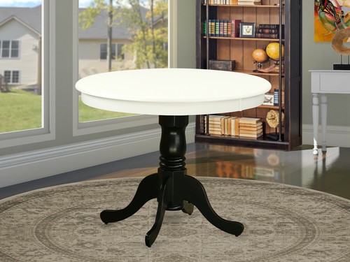 Antique 36" small round single pedestal kitchen table in dark wood cappuccino - Picture 9 of 12