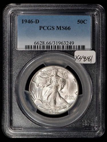 1946-D 50c Walking Liberty Silver Half Dollar - Blazer - PCGS MS 66 - SKU-X4881