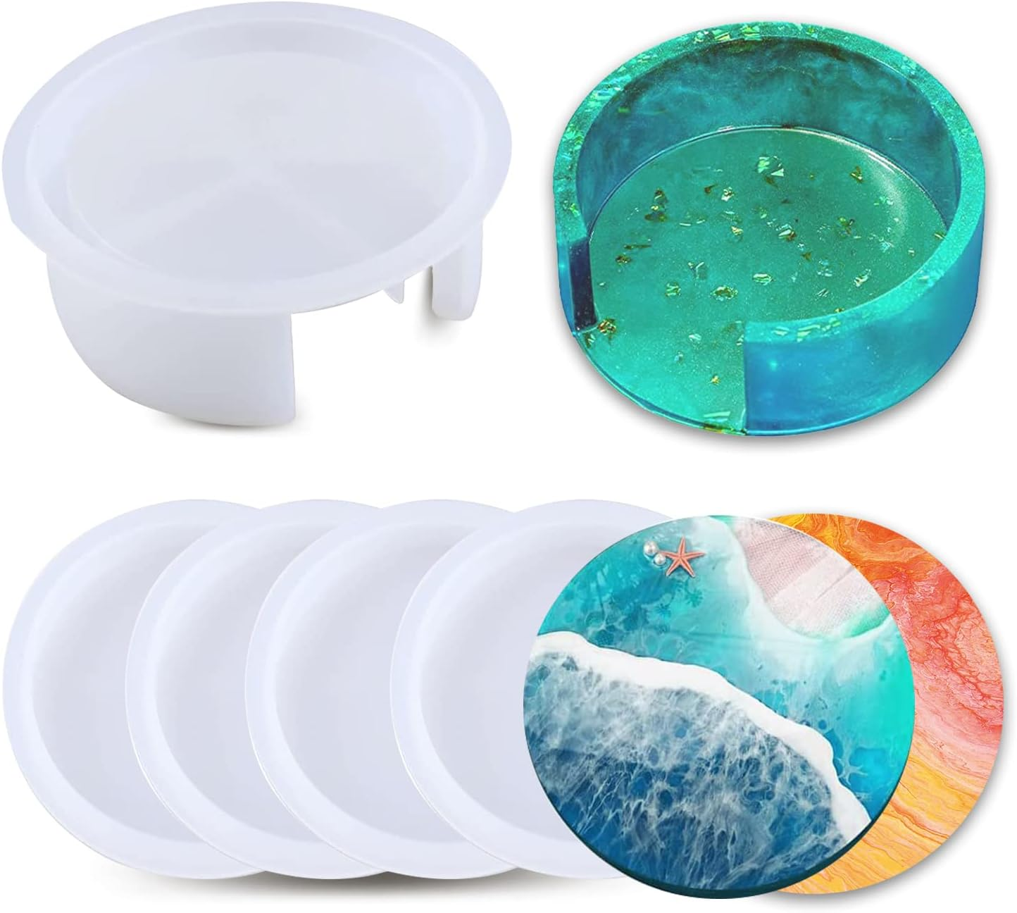 5PCS Epoxy Resin Coaster Molds for DIY Craft Projects