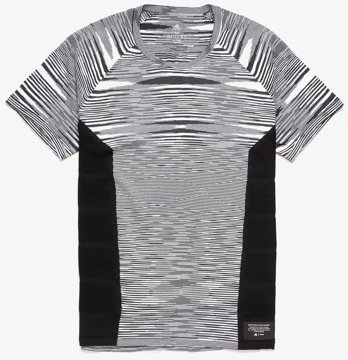 MISSONI x Adidas Men s CRU Tee Knit Space Dyed Melange T Shirt Blk Wht S NWT