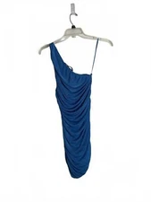 Lioness Elegant One-Shoulder Ruched Top in Vibrant Blue, Size small