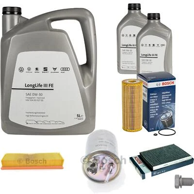 BOSCH Inspektionspaket 7 L VW Motoröl 0W-30 Longlife III FE für Caddy II Kasten - Bild 1 von 4